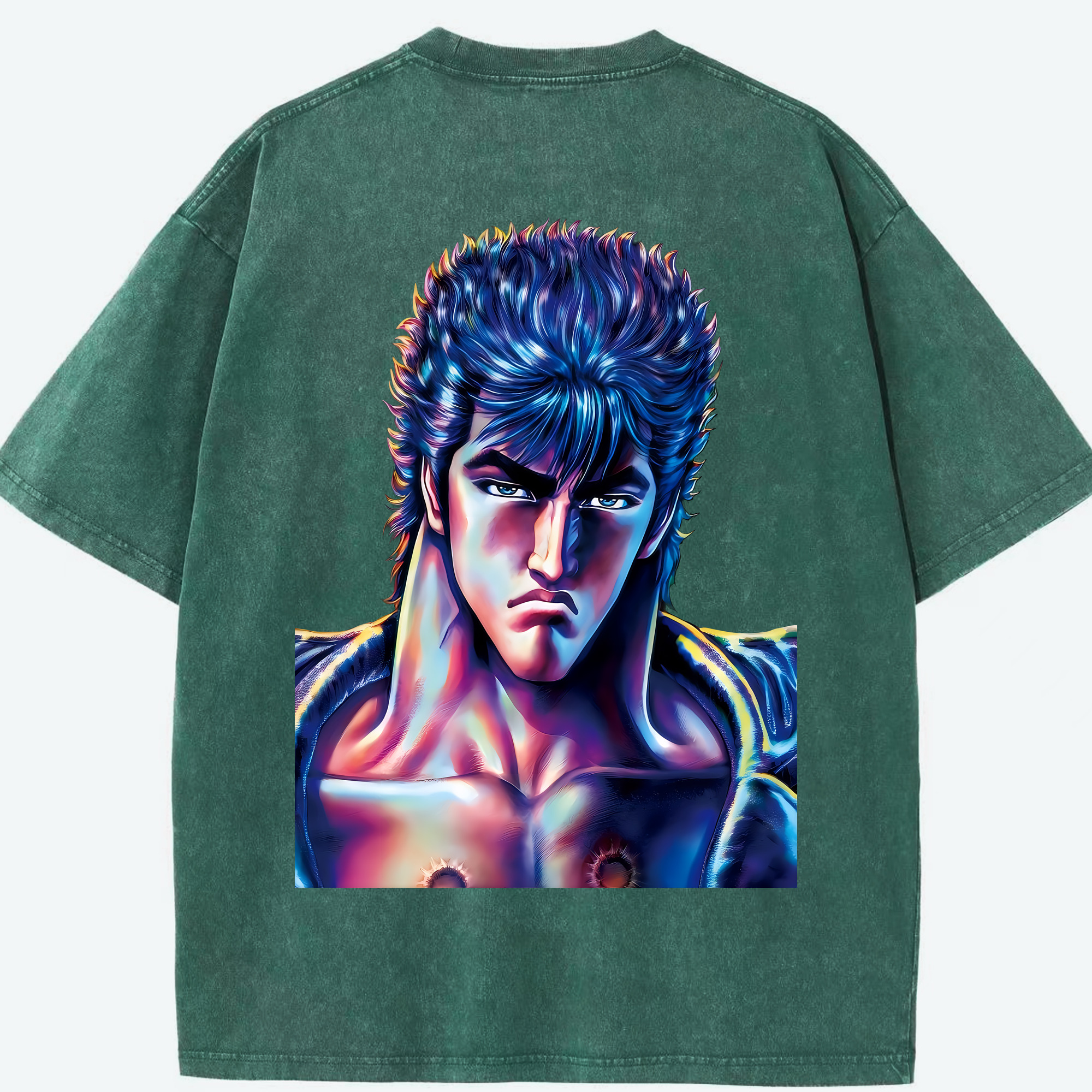 （画像用） 北斗の拳 Fist of the North Star 綿100% ヴィンテージ風 半袖Tシャツ（背面プリント）